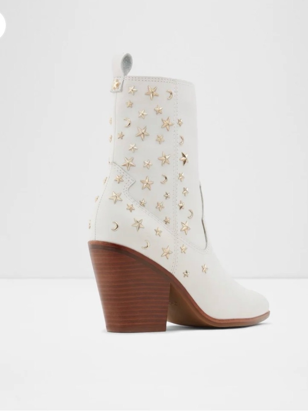 Aldo White Star-Studded Western Ankle Boots - Picture 2 of 6